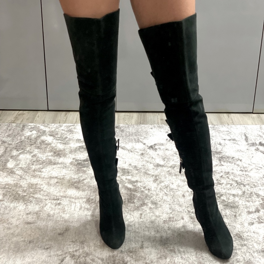 GIUSEPPE ZANOTTI Women's Suede Over-The-Knee Buckle Boots 38